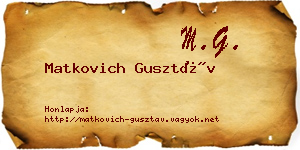 Matkovich Gusztáv névjegykártya