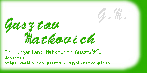 gusztav matkovich business card